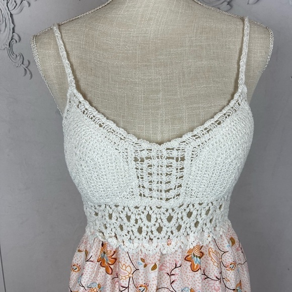 Rosie Bohemian Crochet Top Backless Floral Print Summer Maxi Sundress - Picture 11 of 12